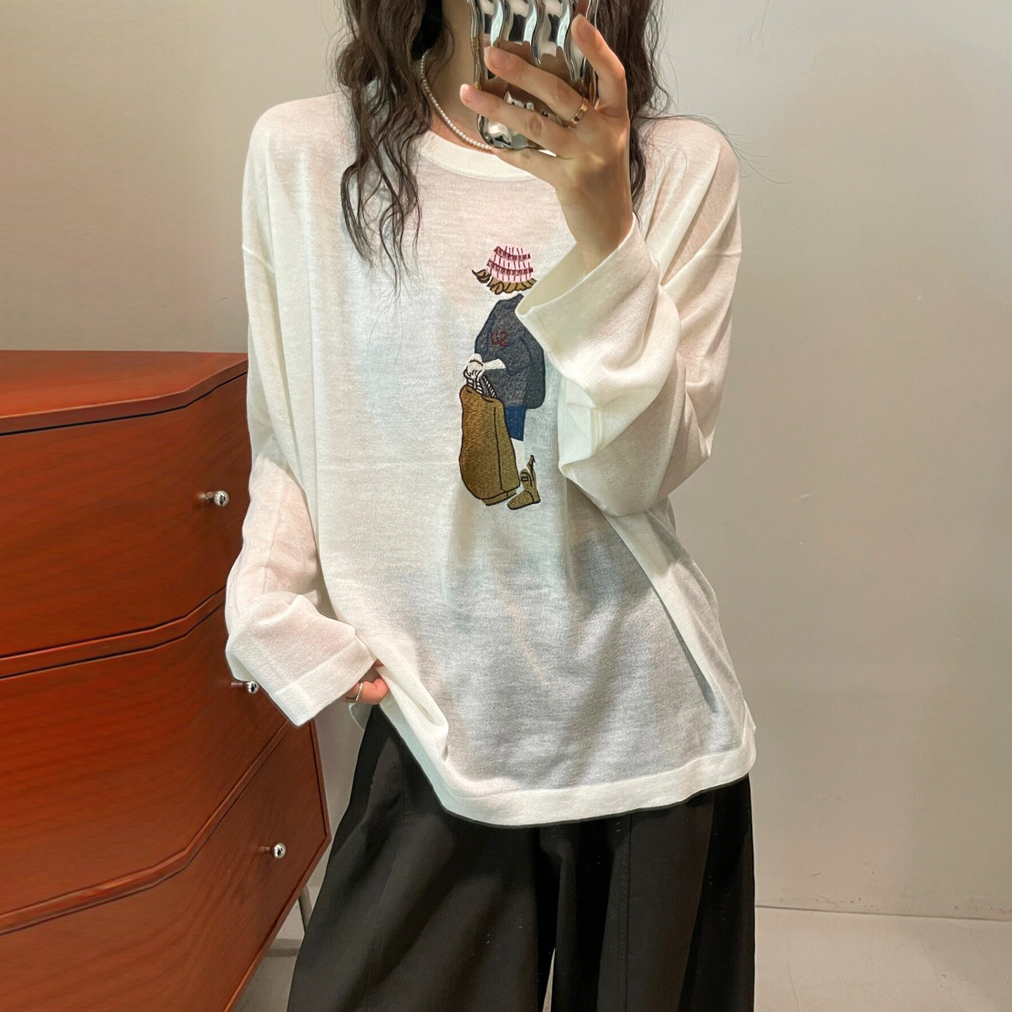 卡通印花细羊毛针织衫女欧洲站潮