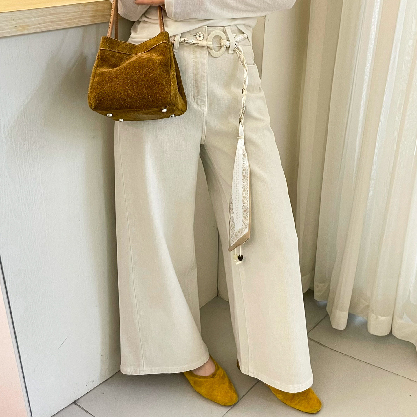 丝巾腰带九分阔腿牛仔裤女欧洲站2026春装新款欧货女装西装裤子潮,女装/女士精品,牛仔裤,淘宝优惠券,粉丝福利购,淘宝优惠卷