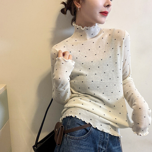 打底小衫 木耳边高领细羊毛针织衫 欧货女装 新款 潮 女欧洲站2025冬装