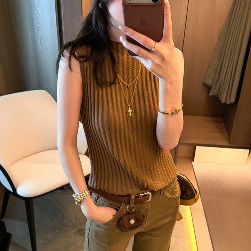 镂空钩花绵羊毛冰丝针织衫女欧货