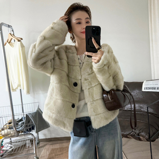 小个子皮草潮 欧货女装 仿水貂毛皮毛一体外套女欧洲站2025冬装 新款