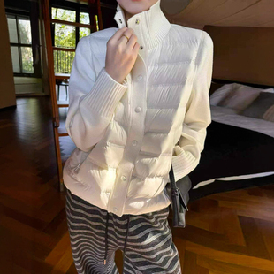 假两件针织拼接羽绒服外套女欧洲站2026秋季新款欧货女装面包服潮