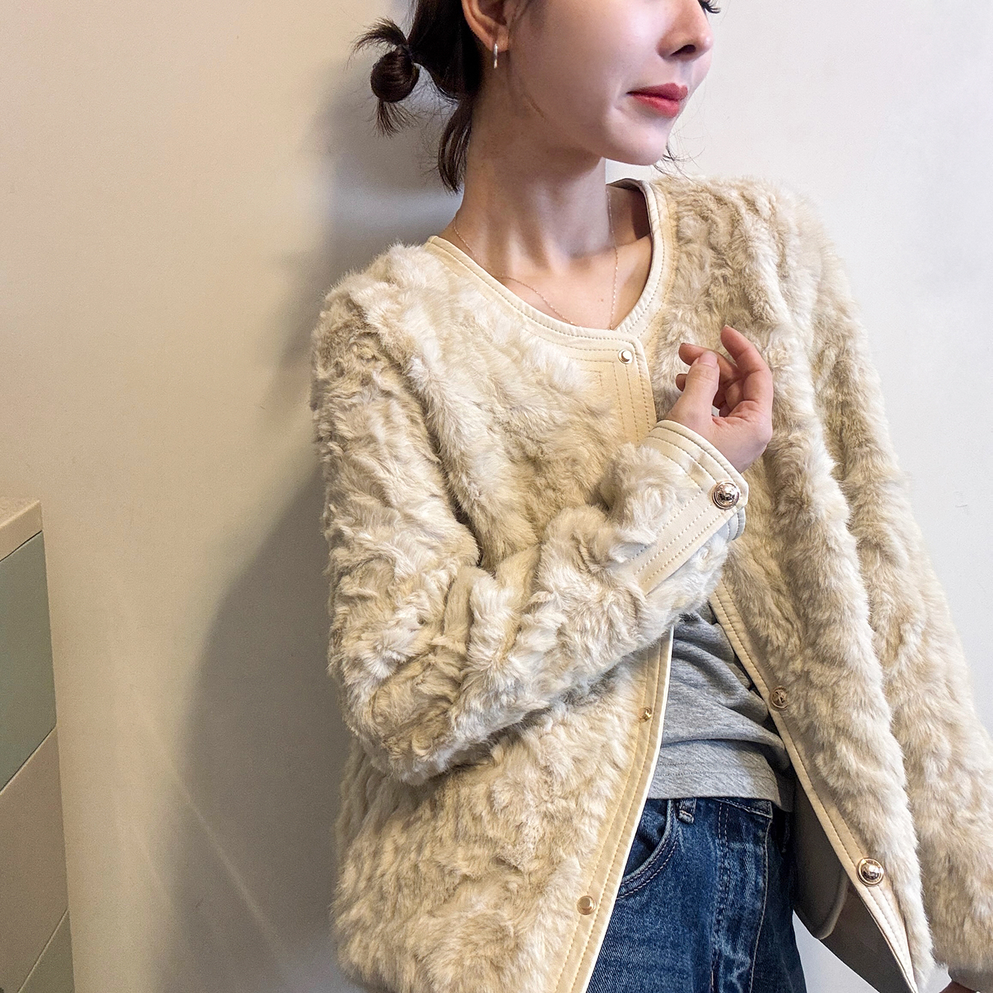 小香风皮毛一体毛绒外套女欧洲站