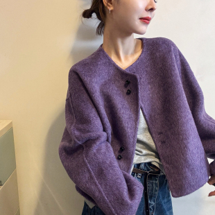 短款 欧货女装 毛呢外套潮 新款 小香风双面羊绒大衣女欧洲站2025冬装