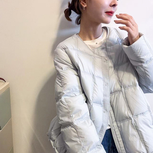 加厚面包服潮 欧货女装 复古压格白鸭绒羽绒服女欧洲站2025冬装 新款