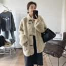 时尚 欧货女装 外套潮 新款 牛角扣皮毛一体皮草大衣女欧洲站2025冬装