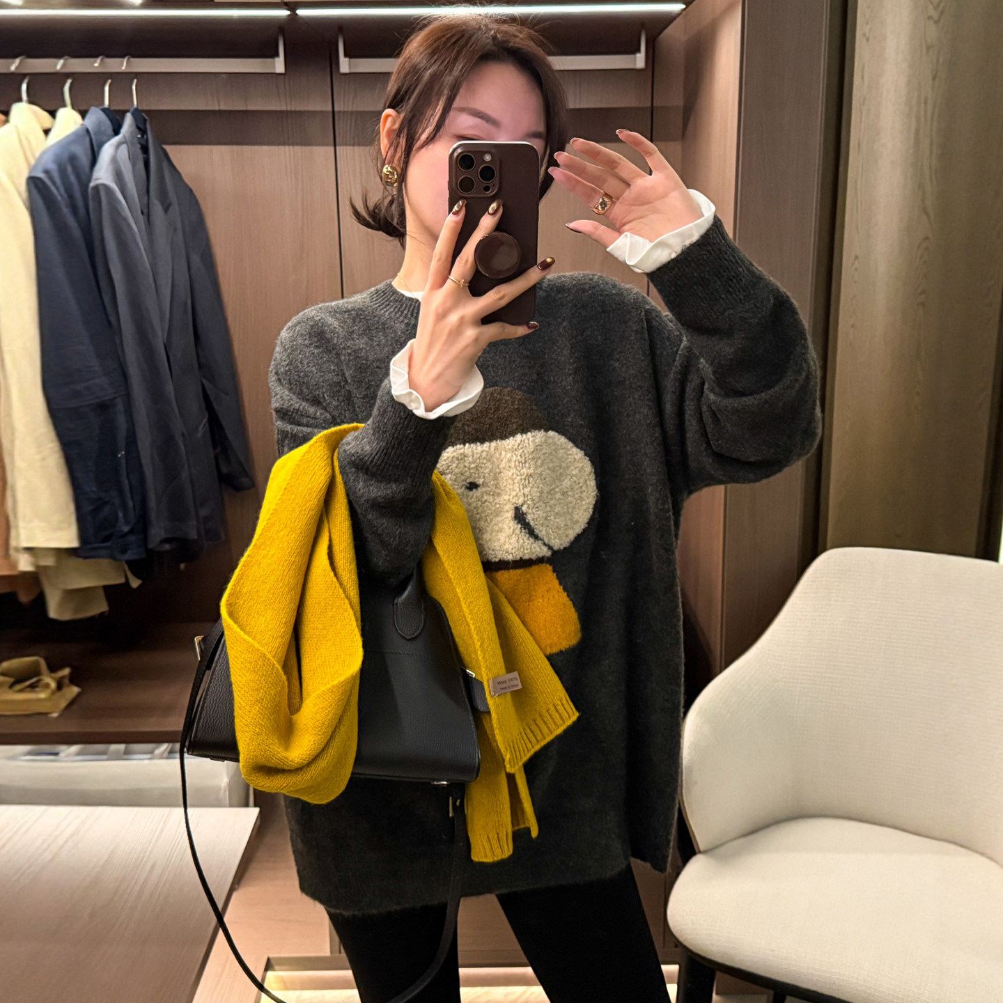 小狗刺绣山羊绒针织衫女欧货打底