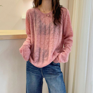 打底小衫 麻花紋絲羊絨針織衫 潮 時尚 歐貨女裝 女歐洲站2025秋裝 新款
