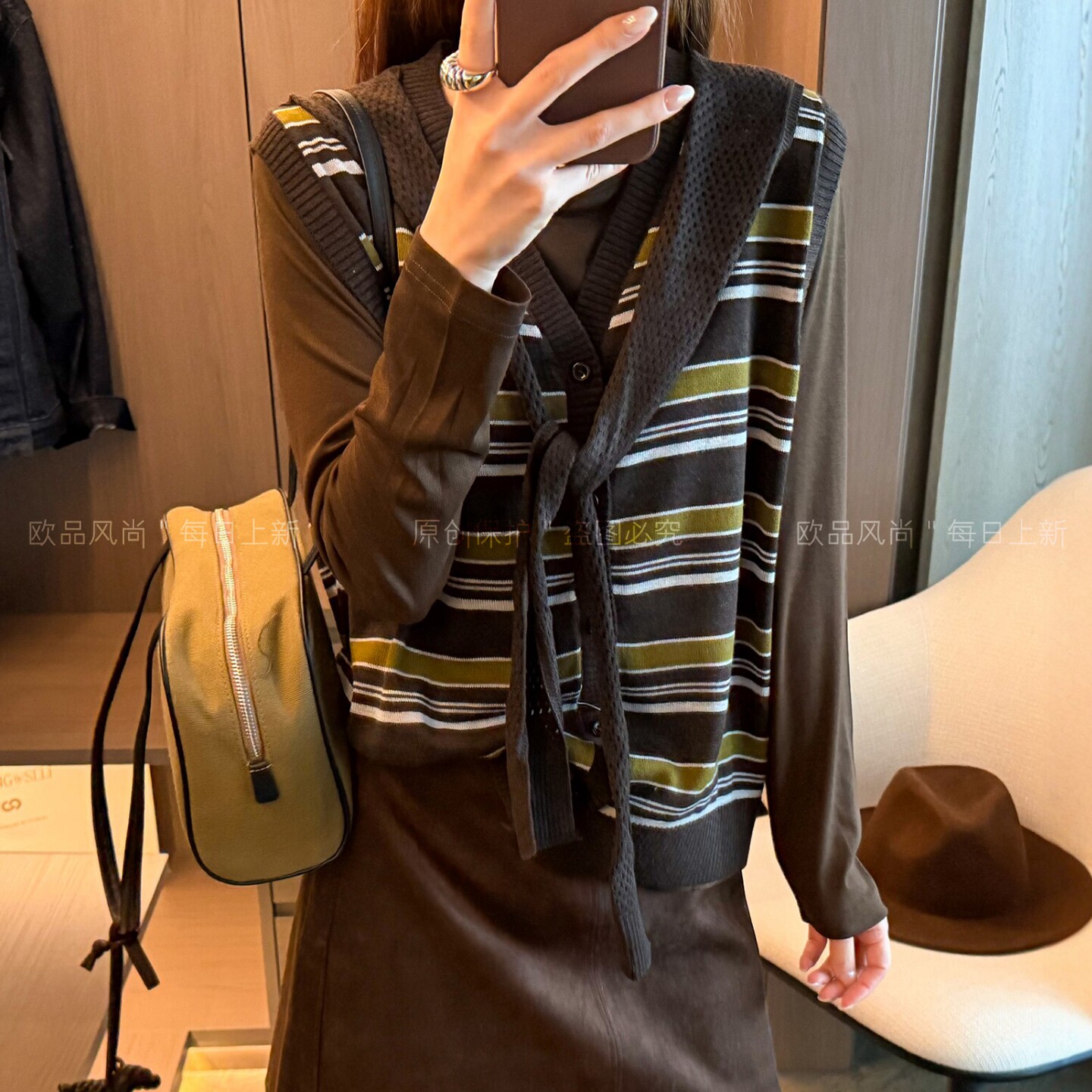 针织开衫马甲两件套上衣女欧洲站