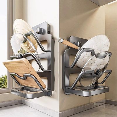 贝凯吸盘免打孔锅盖架壁挂式多功能厨房置物架放置砧菜板收纳神器
