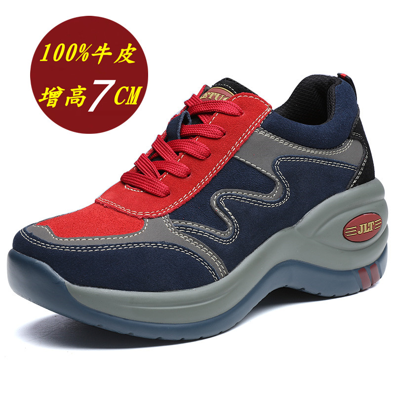 极乐新款坡跟防滑休闲风增高鞋