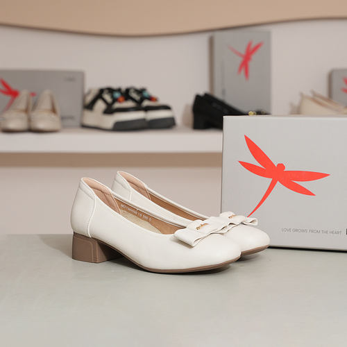 红蜻蜓女蝴蝶结浅口BC71389022单鞋百搭时尚\BC71389021芭蕾风鞋