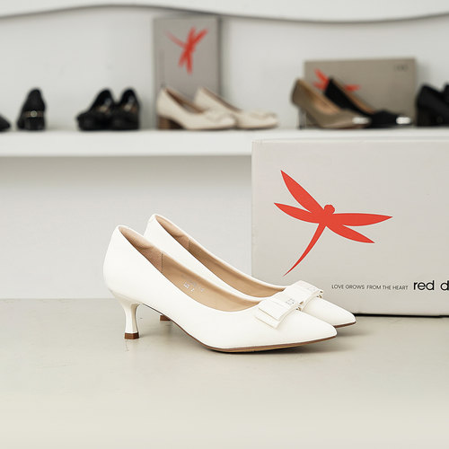 红蜻蜓女鞋蝴蝶结浅口单鞋