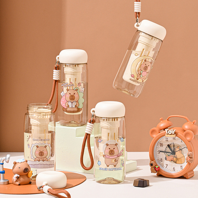 水杯女生高颜值带茶隔防摔tritan材质学生上学专用杯子夏季水壶