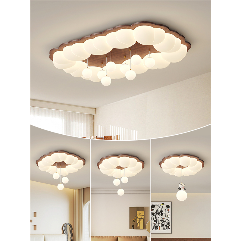 中古实木卧室吸顶灯奶油风复古胡桃色儿童房间灯全光谱护眼吊球灯,家装灯饰光源,餐厅/卧室/书房吸顶灯,淘宝优惠券,粉丝福利购,淘宝优惠卷