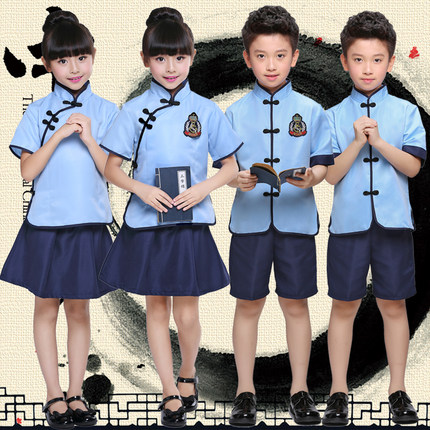 儿童民国六一学生装男女童五四朗诵小学生演出服民国风童装演出
