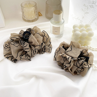 原创高级感鲨鱼夹法式 玫瑰蝴蝶结发抓夹大号后脑勺头饰盘发夹发饰