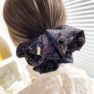 复古腰果花大肠发圈法式 慵懒风发饰高级感发绳饱满后脑勺丸子头饰