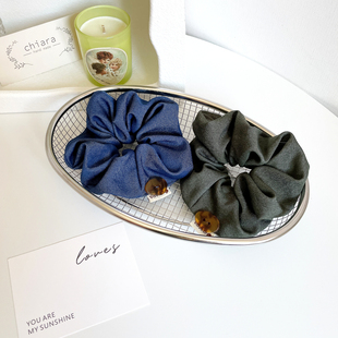 小众复古发饰牛仔大肠发圈女简约头饰女扎马尾盘发绳皮筋丸子头绳