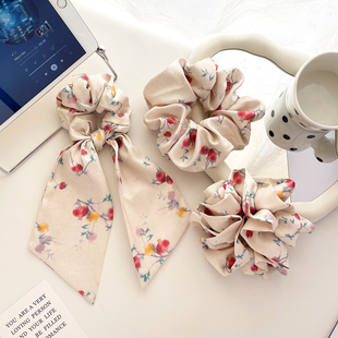 原创发饰新中式 绸缎古风大肠圈发圈大号发绳飘带头绳丸子头饰皮筋