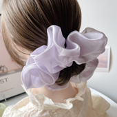 桃子柚发饰复古雪纺纱超大肠圈夏日黄色超仙发圈韩国发绳紫色头饰