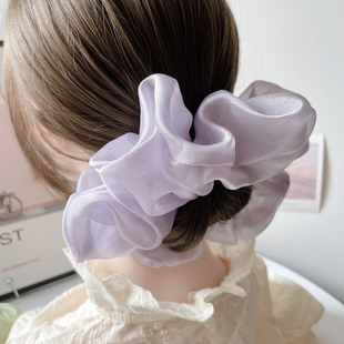 桃子柚发饰复古雪纺纱超大肠圈夏日黄色超仙发圈韩国发绳紫色头饰