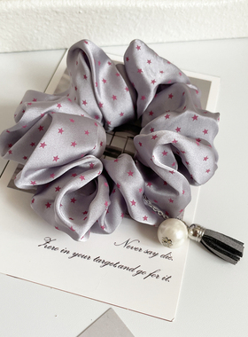 简约复古星星大肠发圈女皮筋缎面珍珠流苏头绳发饰丸子头饰盘发绳