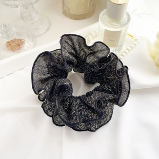 复古发圈大肠圈高级感金色网纱发饰头绳盘发绳皮筋气质丸子头饰女