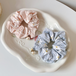 日系森女发饰小雏菊手作发圈珍珠吊坠大肠圈丸子头饰品扎发绳头花