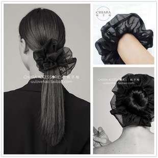 chic复古浪漫欧根纱大号发圈韩国ins风薄纱发绳头饰头花 法式 包邮