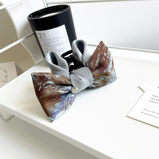 原创发饰复古晕染蝴蝶结发抓夹中号高级感盘发夹后脑勺头饰马尾夹