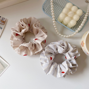 复古条纹爱心大肠发圈原创发饰女皮筋扎头发绳韩系头饰丸子头花