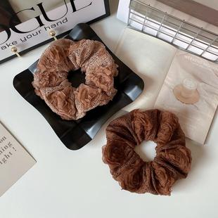 原创发饰法式 复古蕾丝玫瑰花大肠圈美拉德发圈女发绳丸子头饰皮筋