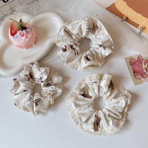 白色圣诞节发饰丝绒发圈桃子柚