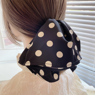 法式 复古波点裙摆马尾夹发抓夹高级感发饰盘发夹中号后脑勺头饰女