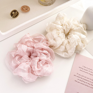 夏日少女浪漫发饰轻盈纱质立体大肠圈发圈盘发绳丸子头饰头绳皮筋