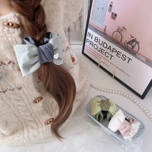 原创浅春系少女发饰蝴蝶结发抓夹子中号盘发夹复古甜美马尾夹头饰