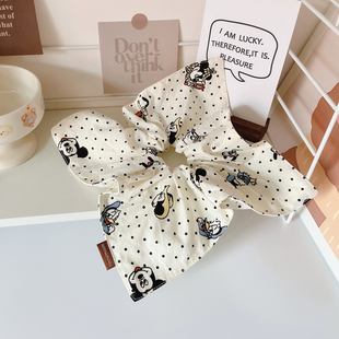 复古波点方巾大肠发圈女甜美发饰扎头发可爱丸子头绳低马尾盘发绳