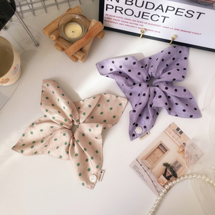 慵懒复古波点大肠发圈女高级感韩系方巾发绳皮筋马尾头绳方形发饰