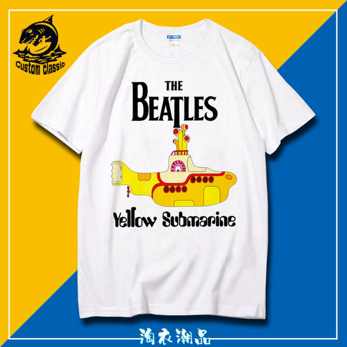 甲壳虫乐队披头士过马路beatles约翰列侬摇滚短袖T恤男女圆领运动