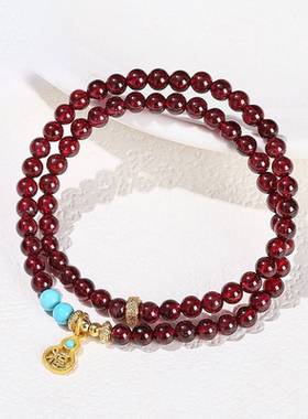 新中式石榴双圈手链天然水晶葫芦手串气质显白小众饰品日常送礼佳