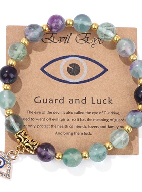 海外流行天然石手链复古恶魔之眼吊坠独特个性百搭手串手饰礼物