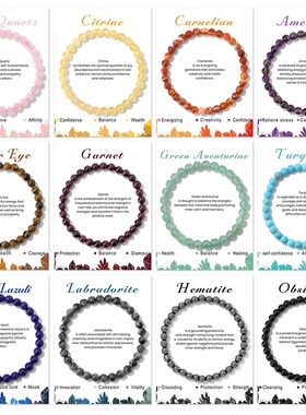 6mm天然石水晶手链黄水晶石榴石海外ins流行爆火简约个性弹力手串