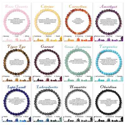 6mm天然石水晶手链黄水晶石榴石海外ins流行爆火简约个性弹力手串