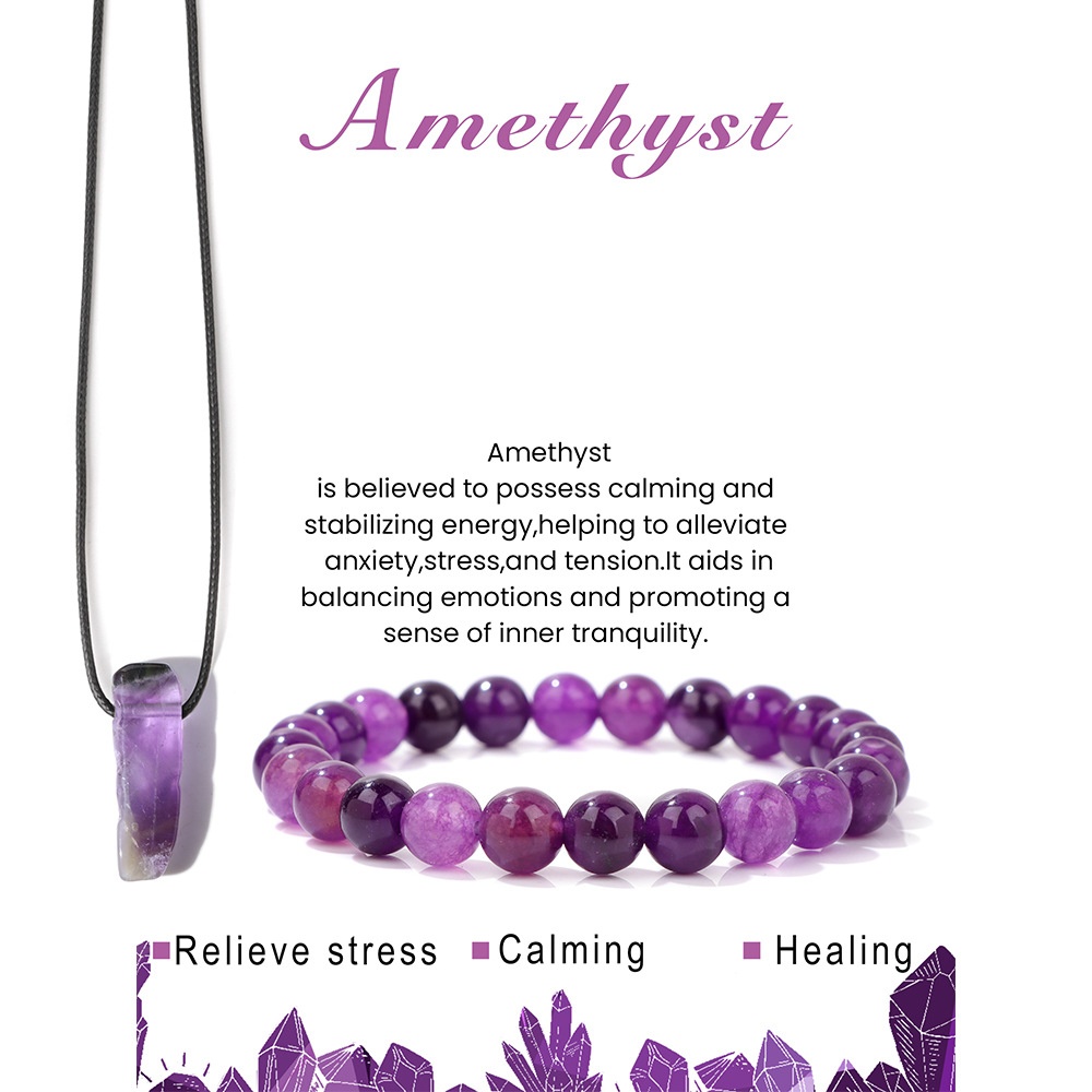 原创卡装晶牌项链手链组合套装手链亚马逊2023新款情侣款石头珠子