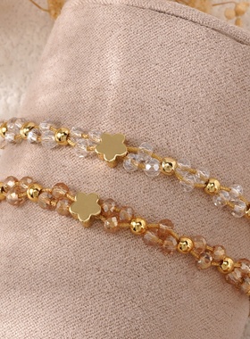 Ins花形水晶串珠手链闺蜜款精湛工艺佩戴显甜蜜精致日常搭配配饰