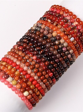 天然石水晶玛瑙手链中性风红玛瑙宝石弹力手串海外流行ins风手串