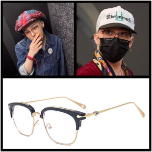 GD权志龙薛之谦同款文艺男女近视眼镜框细边斯文复古半框平光眼镜