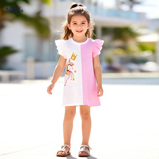 女宝宝纯棉小飞袖连衣裙3儿童4夏装5裙子幼儿园6岁女童公主裙小童