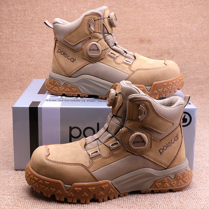 官售2000+ 头层牛皮双纽扣塑钢防砸男士劳保鞋防刺防滑4E宽楦徒步